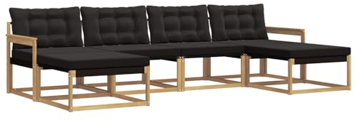 vidaXL Outdoor-Sofagarnitur mit Kissen 6 pcs Weiß und Schwarz, Garten, modernes Outdoor-Sofa, Sitzgruppe für den Patio, Terrassenmöbel für entspanntes Chillen
