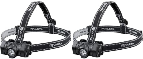 VARTA Stirnlampe LED inkl. 3x AAA Batterien, Indestructible H20 Pro Kopflampe, zwei Leuchtmodi, extrem robuste Kopfleuchte, Wasser- und staubgeschützt, ideal für Camping, Joggen, Wandern