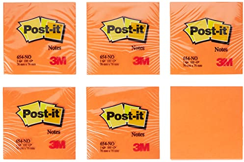 Post-it Notes, Orange, 6 Blöcke, 76 mm x 76 mm, 100 Blatt pro Block - Selbstklebende Notizzettel zum Notieren, für To-Do-Listen und als Erinnerung