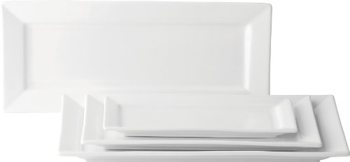 Anton Black Fine China - Matrix Rectangular Plate 15 x 8.25 (36x 21cm) (Box of 6) - contemporary, elegant and robust crockery