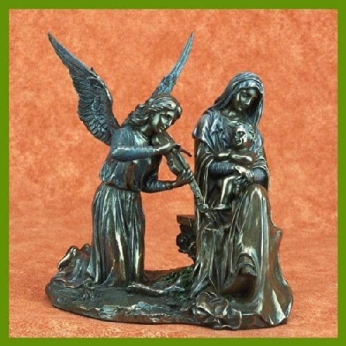 Engel spielt für Maria und Kind. Bronziert. Veronese. 16x11x18 cm. F647