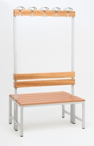 Garderobenbank mit Haken 2-seitig 2 Sitzbänke HxBxT 170x100x60 cm Marke Szagato | Umkleidebank Umkleide Sitzbank Garderobe mit Sitzbank Bank für Garderobe Garderobe Kindergarderobe mit Sitzbank