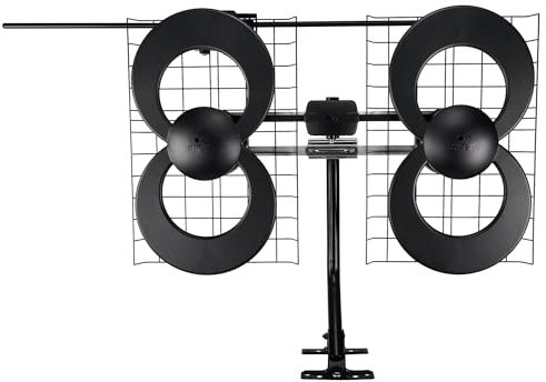 Antennas Direct ClearStream - Antena de televisión para Interiores y Exteriores 4 V, UHF VHF, multidireccional, Rango de más de 112 km, 4K, 8K, UHD, NEXTGEN TV, con mástil de 50,8 cm, Negro