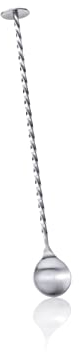 Leopold vienna LV233002 Cuillere de Bar Torsadee avec Pilon Acier Inoxydable Argent 2,6 x 3,4 x 25,4 cm