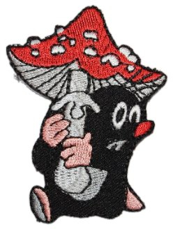 alles-meine.de GmbH Der kleine Maulwurf - Pauli - 5,4 cm * 7,2 cm - BÜGELBILD mit Pilz