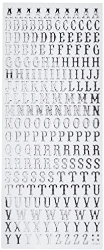 Anitas Outline Stickers, Traditional Alphabet, Silver on White, For Scrapbooking, Card Making, Kids Play, Homework, Art, Craft, Embelish, Decorative, Paper, Card, Glass, Metal, Plastic, Foam