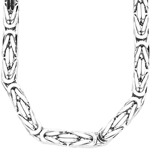 .iced-out. Sterling 925er Silber Königskette - BYZANTIN 8x8mm - 80cm