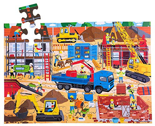 Bigjigs Spielzeug Kinderholz Baustelle Boden Puzzle (48 Stück)