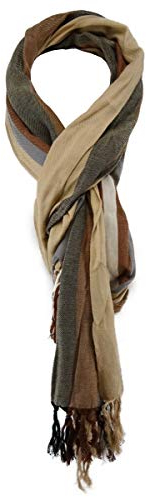 TigerTie Schal in braun beige grau beige schwarz gestreift Gr. 180 x 50 cm