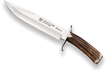 joker Coltello da caccia Volpe con polsino in corno di cervo e lama da 20,5 cm, custodia in pelle, 293 grammi, CC35 per attività di Pesca, l'Escursionismo, Il Campeggio