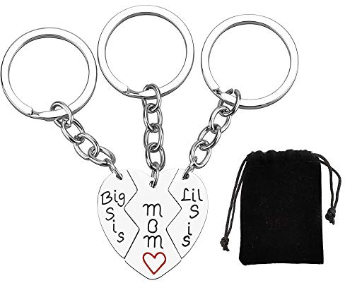 PERFETSELL Mutter Tochter Schlüsselanhänger Silber Mutter Große Kleine Schwester Anhänger Herz Design Geschenk Anhänger Edelstahl Schlüsselring für Mutter Tochter Schwester Muttertag, Geburtstag