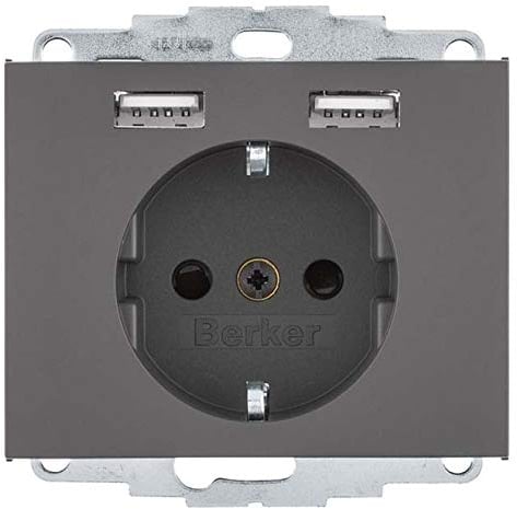Berker Steckdose SCHUKO/USB, K.1 anthrazit matt 48037006