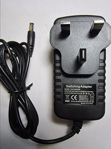 Replacement for UK 12V 2A Negative Centre Polarity AC-DC Adaptor with 5.5mm x 2.1mm 90 Degree