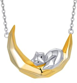 TANGPOET Fuchs Halskette 925 Sterling Silber Kette Niedliche Tier Anhänger Schmuck Geschenk für Damen Ehefrau Tochter