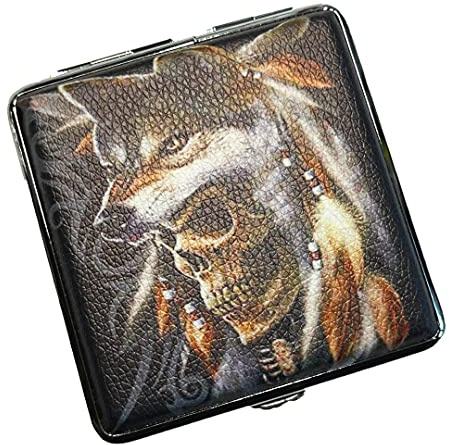 Zigarettenetui Etui für Zigaretten aus Metall Wolf Wölfe Verschiedene Motive (Motiv14)