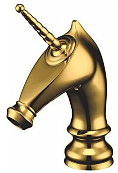 ALYHYB Wasserhahn, Badezimmer Waschbeckenhahn, Küchenhahn Gold-plattierter Waschbecken Wasserhahn Einzelner Griff 1-Loch Antikes heißes und kaltes Becken Einhorn Fauce (Farbe : Gold)