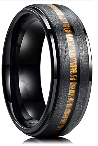Nouveau élégant 8mm hommes noir carbure de tungstène anneau en acier inoxydable bijoux Surface brossé Patch bague de fiançailles bijoux