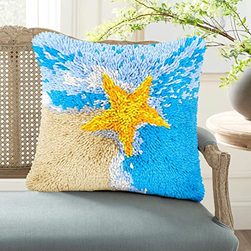 ROCKY&CHAO Myriad Choices Knüpfteppich Zum Selber Knüpf-Sets mit Kissen knüpfen 43x43cm Kissenbezug für Erwachsene und Kinder Latch Hook Kit Heimaccessoire, Wandkunst