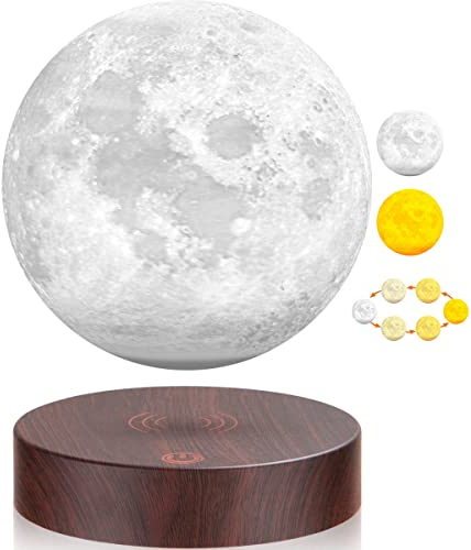 Magnetische Levitation Floating Moon Lampe - 3 Farben Modi rotierende schwebende 3D-Druck LED-Mond-Licht-Lampe mit Touch Control, Nachtlichter Büro Home Desk Dekoration Gadget Geburtstagsgeschenk