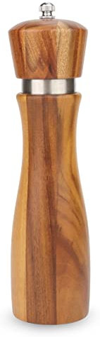 Pepper Grinder, VanlonPro Wooden Pepper Mill Salt Mill, Adjustable Coarseness Peppermill and easily refillable, Ceramic Grinding Mechanism (8 Inch, 1 Pack)