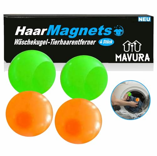 HaarMagnets Magischer Tierhaarentferner Waschmaschine Tierhaare (Fussel Bälle Fusselbälle Fusselpfote Katzenhaare), Hundehaare von Wäsche entfernen [4er Set]