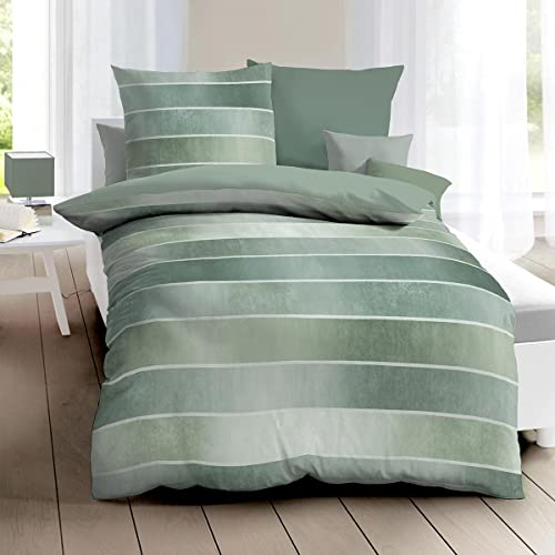 Kaeppel Mako-Satin Bettwäsche Timeless Jade, 1 Bettbezug 135 x 200 cm + 1 Kissenbezug 80 x 80 cm
