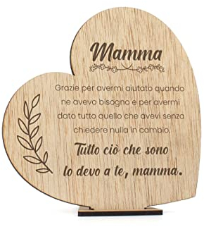 CONTRAXT Carta regalo originale per felice festa della mamma, in legno. Cosa regalare per compleanno. Biglietti di auguri