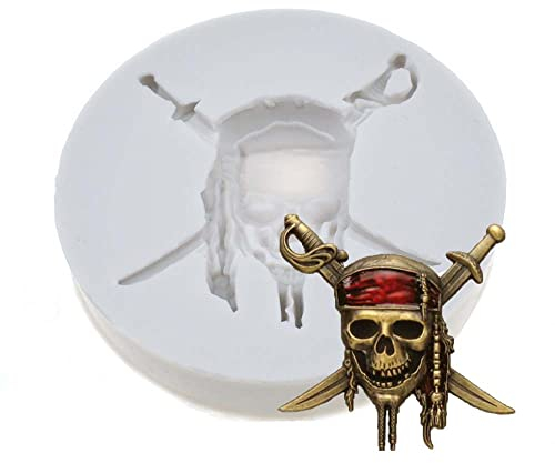 Moule en silicone pour décoration de gâteaux Motif tête de mort de pirate Captain Jack