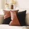 GEGELICA Kunstleder-Patchwork-Kissenbezüge, schwarzes Leinen, modern, minimalistisch, Bauernhaus, einfarbig, braun, quadratisch, dekorativer Boho-Kissenbezug, 2er-Set, Wohnzimmer, Schlafzimmer