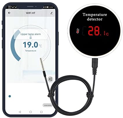 Tuya WiFi-Temperatursensor mit wasserdichter externer Sonde, intelligenter Temperaturmonitor mit Hintergrundbeleuchtung, LCD-Display, wiederaufladbarer Akku, Kühlschrank, Aquarium