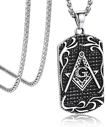Bandmax Homme Collier Franc Maçon Acier Inoxydable, Pendentif Plaque Militaire Maçonnique, Bijou Tendance