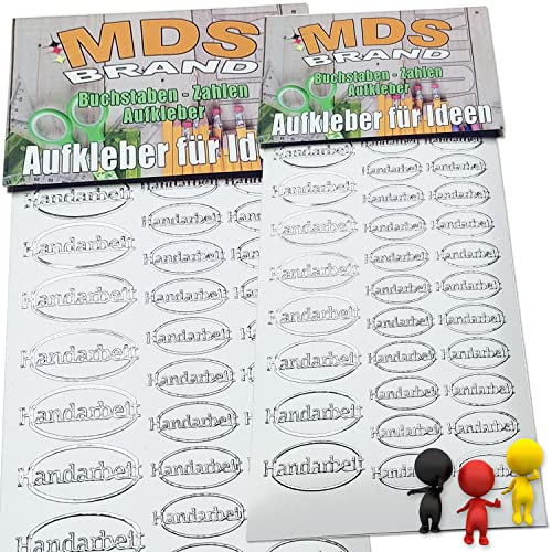 MDS Brand Sprüche Aufkleber Handarbeit für Verpackung, 2/st ideal für selbstgemachte DIY & Handmade Produkte auch Geschenkverpackungen (K-20)