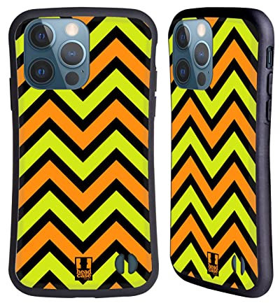 Head Case Designs Lime Green And Orange In Black Bg Neon Zigzag Hybrid Case Compatible With Apple iPhone 13 Pro