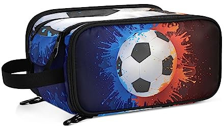 Kulturbeutel Fußball-Ball-Sport Große Kosmetiktasche Kulturtasche Waschtasche Make Up Tasche Waschbeutel Schminktasche für Damen Mädchen