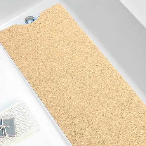 7VSTOHS Tapis de Douche en Luffa, Tapis de Douche PVC Antidérapant Anti-moisissure, Avec trou D'évacuation, Tapis de Bain Rectangulaire pour Douche Intérieure et Extérieure, Séchage Rapide, 40*100cm