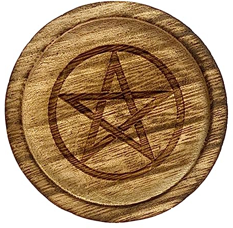 Newwyt Kerzenhalter Altäre Teller Astrologie Pentagramme Kerzenständer Tisch Pentakel Altäre Teller Weissagung Zeremonie Heimdekoration Holz