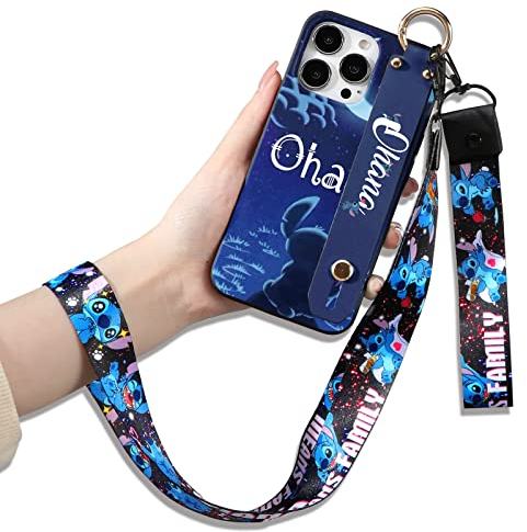 LYUBFDC Handykette Handyhülle für iPhone 13/iPhone 14 6,1 Hülle mit Band, Cute Stitch Silikon Weiche TPU Case Schutzhülle zum Umhängen Kordel Verstellbares Handgelenkband für iPhone 13, 01