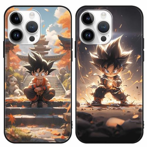 PBNDJVG 2 Stück Handyhülle für Apple iPhone 13 Pro Max Hülle 6.7, Anime Manga Junge Muster Design Case Stoßfest Schutzhülle TPU Bumper Weich Ultra Dünn Cover, Schwarz 01