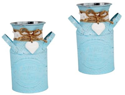 LIFKOME 2 Pièces Décoration De Chambre Esthétique Mini-Plantes Succulentes Rustique Pot à Lait De Ferme Cruche Chic Garderie Jardinières Suspendues D'intérieur La Mariée Tourbe Mariage
