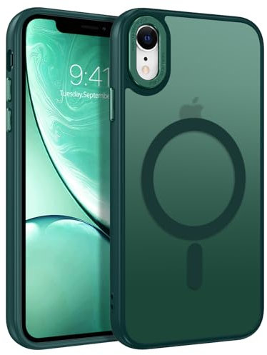 BENTOBEN Magnetic for iPhone XR Phone Case [Compatible with Magsafe], Matte Translucent Back Anti-Fingerprint Slim Fit Shockproof Protective Women Men Cover for iPhone XR, Dark Green