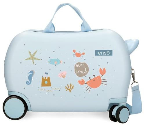 Enso Mr Crab Valise Enfant Bleue 45 x 31 x 20 cm Rigide ABS 27,9 l 1,8 kg 2 Roues Bagage Main, Bleu, Valise pour Enfant