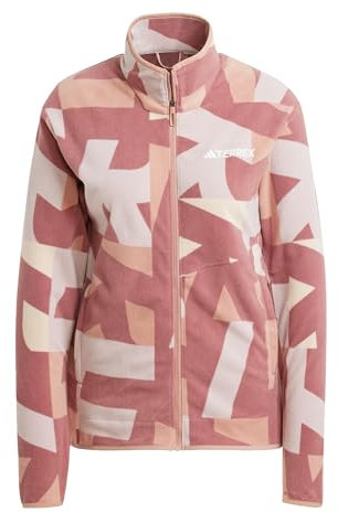 adidas Donna Terrex Multi Printed Full Zip Fleece Jacket, Wonder Beige/Burgundy, XS