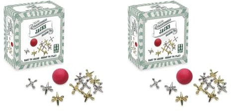 Toyrific | Jacks Classic Kids Game Set Individual Set, Traditional Metal Family Game with 1 Bouncy Ball (Pack of 2)