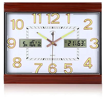 Reloj de pared Sala de estar decoración reloj de pared atmosférico silencioso lcd moderno pared reloj de pared grande reloj de pared digital 18 pulgadas en blanco y negro Apto para salón/dormitorio(Co