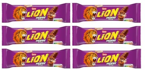 NESTLÉ Lion Bar Brownie Style - 6 Pack | Delicious Chocolate & Caramel Crunch | Perfect Snack Treats