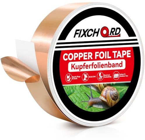 FIXCHORD Kupferband Gegen Schnecken Schneckenschutz Kupferband Schneckenband aus Kupfer Kupferband Selbstklebend Schneckenabwehr Selbstklebendes Schneckenband zur Bekämpfung von Schnecken 20M*30mm
