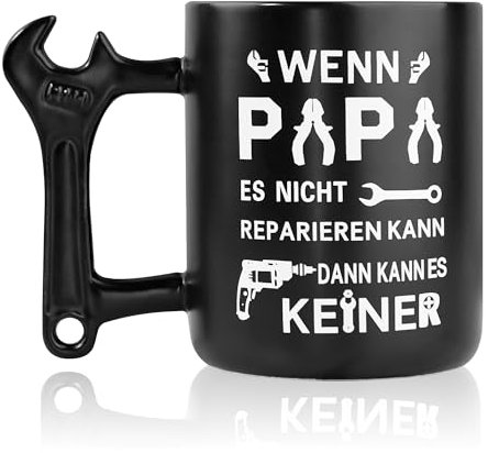 Johiux Papa Geschenke Kaffeebecher mit Schraubenschlüssel Griff,Vatertagsgeschenk Geschenke für Papa,Geschenk für Geburtstag,Weihnachten,Vatertag,Weihnachtsgeschenke,400ml Tasse