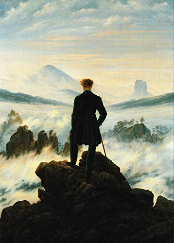 Kunstkarte Caspar David Friedrich Wanderer über dem Nebelmeer - Hochwertiger Kunstdruck auf Karton - A6 (14,8 x 10,5 cm) - Wohnzimmer-Dekoration