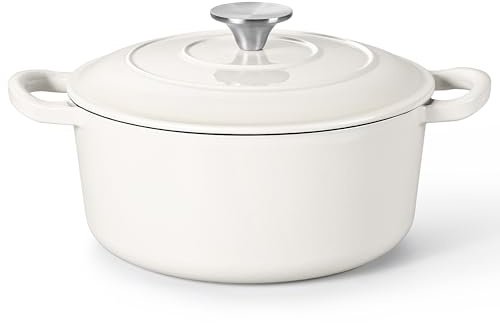 Herogo 3 QT Emaillierter Dutch Oven Topf mit Deckel, Weiß