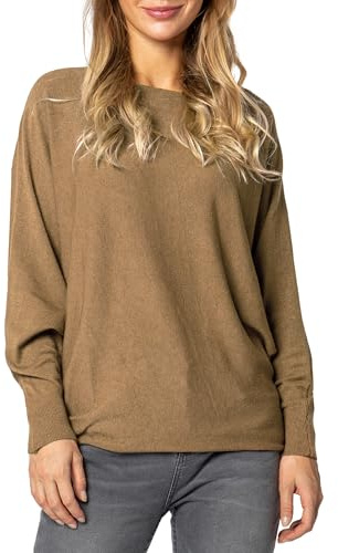 Sublevel Damen Strickpullover – Oversize Pullover mit Fledermausärmeln im Lässigen Look Light-Brown L/XL